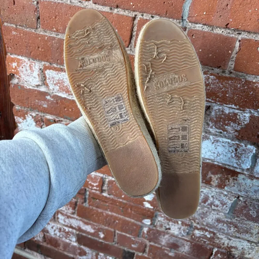 Soludos Cactus Smoking Slipper in Sand Sz 9.5 Espadrille Flats Summer Platform